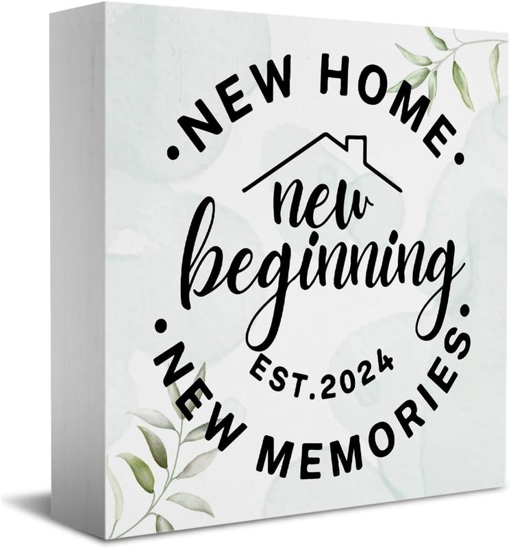 House warming Gifts  home,  Housewarming gifts 2024, Home sweet Home sign, Funny  Home  Memories Ideas Wooden Box Sign Home Living Room Shelf Desk Decoration Gifts 5x5 IN White