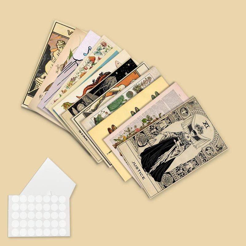 Vintage Boho Collage Kit, 50pcs set Cute Aesthetic Wall Decor, Retro Printed Wall Decoration for Home Living Room Bedroom