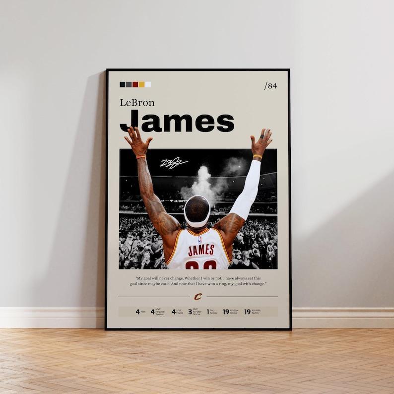 Poster, LeBron James Wall Art Print, Basketball Decor, Sports Wall Art, Poster, Sports Fan Gift, Basketball Wall Decor