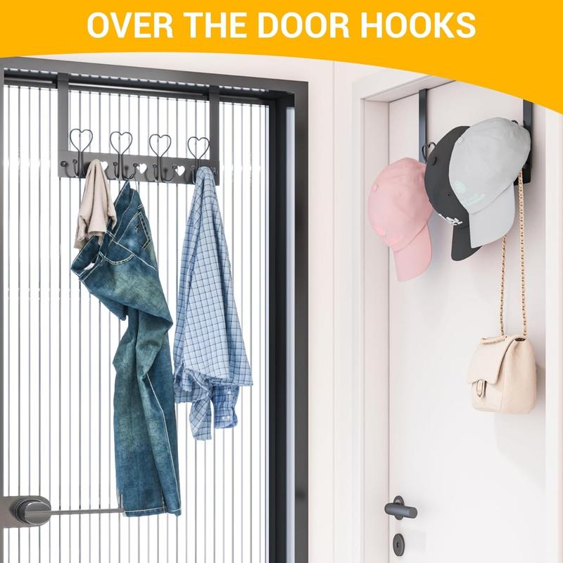 Over The Door Hooks Hanger, Hat Rack Door Towel Hooks for Hanging, Heavy Duty Over Door Hanger for Caps Clothes Bags Bathroom Coat Rack