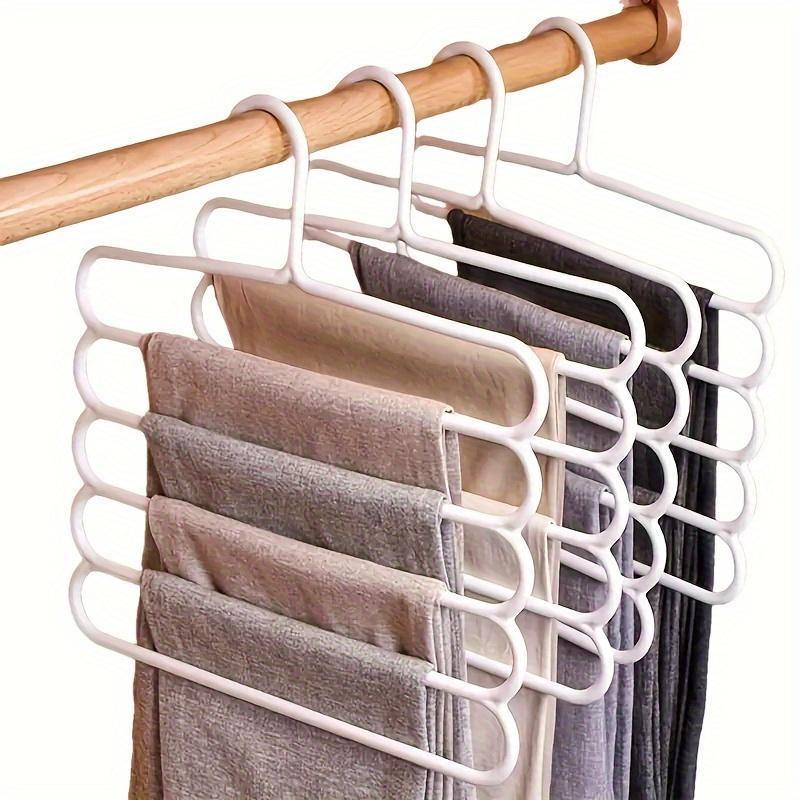 5 Layers Pants Rack, 5 Counts Anti Slip Clothes Scarf  Pants Storage Hanging Hanger, Home Organizer for Bedroom Wardrobe