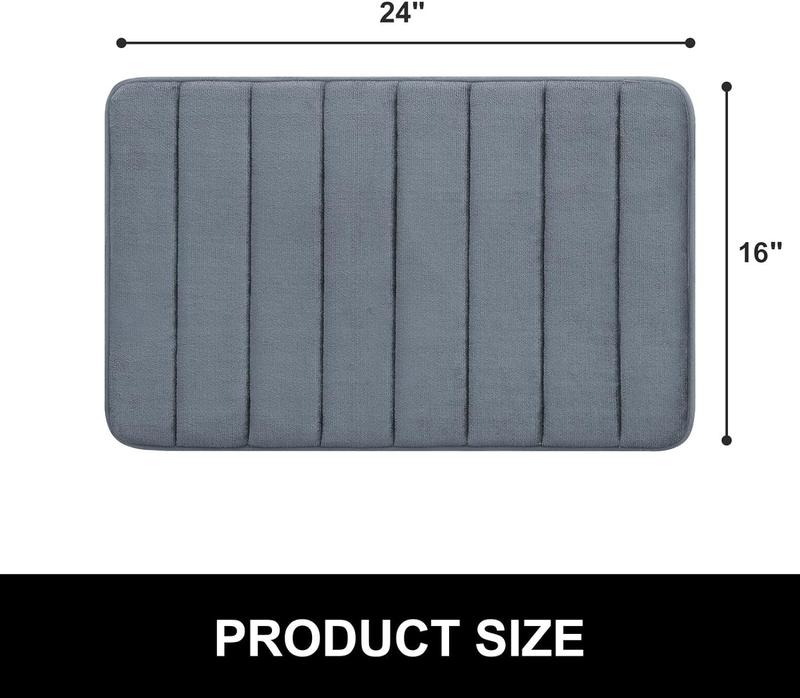 Memory Foam Bath Mat 24x16, Ultra Soft and Absorbent Bathroom Rugs, Non-Slip, Machine Wash Dry, Thick Bath Rug Carpet for Bathroom Floor, Sink and Shower, Dark Grey