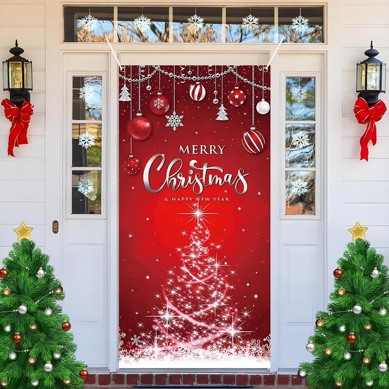 Christmas Themed Door Banner, 1 Count Merry Christmas Letter & Tree Pattern Door Hanging Banner, Festive & Party Supplies for Home Living Room Bedroom