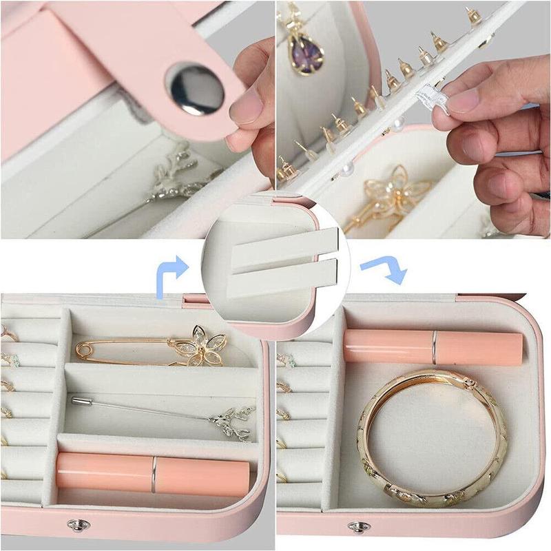 Flower & Letter Pattern Jewelry Storage Box with Lid, 1 Count Portable Jewelry Earrings Ring Organizer, Multipurpose Jewelry Container for Indoor & Outdoor