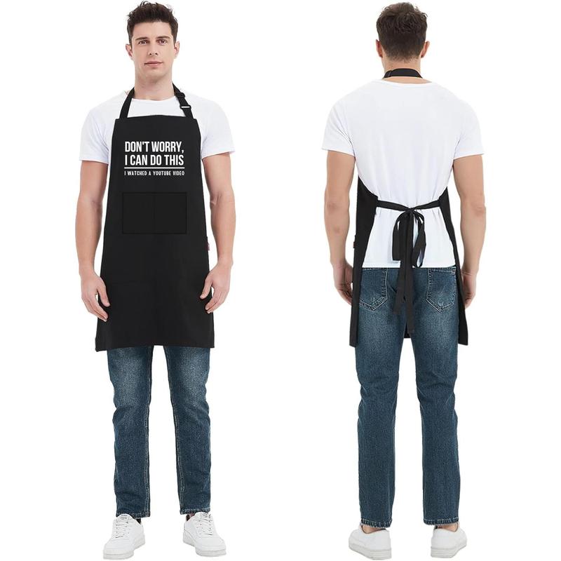 Don't Worry, I Watched a YouTube Video Funny  Apron for Guys - BBQ Dad Apron - Men's Apron for Grilling, Kitchen Apron with Pockets - Funny Aprons for Men and Women