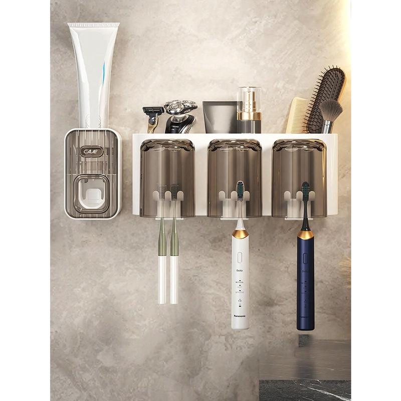 1pc Wall Mounted Toothbrush Storage Box, Modern Multifunction Toothbrush Holder For Bathroom