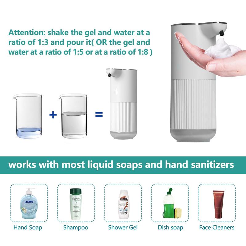 Florsol Foam Automatic Soap Dispenser Touchless 4 Levels Adjustable Soap Dispenser Soap Dispenser for Kitchen Sink Bathroom, USB Rechargeable Electric Soap Dispenser