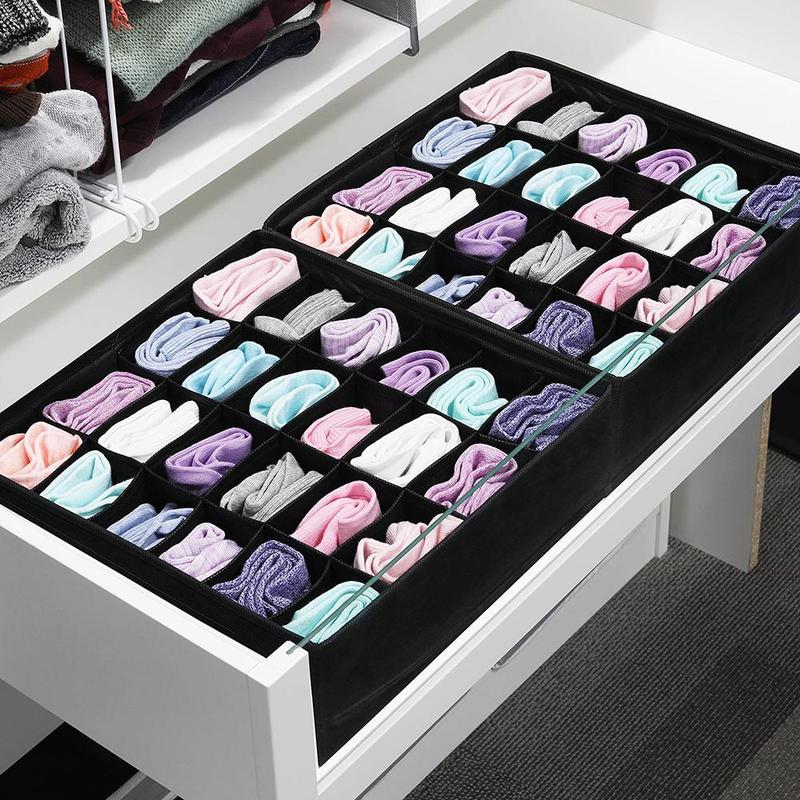 24 Grid Foldable Underwear Storage Box, 1 Count Cabinet Drawer Underwear Storage Box, Multifunctional Storage Box for Home Bedroom