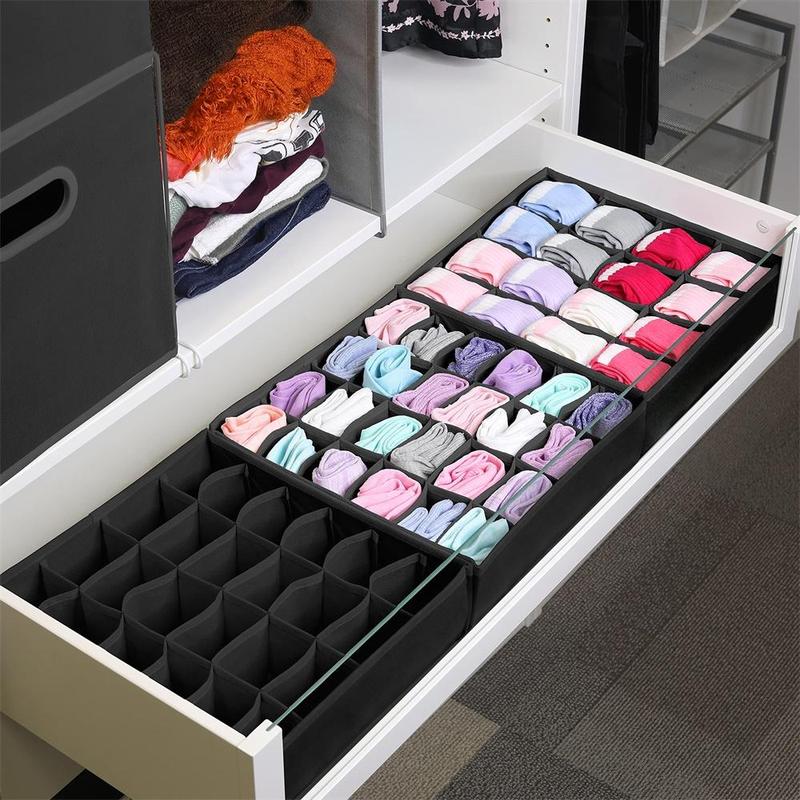 24 Grid Foldable Underwear Storage Box, 1 Count Cabinet Drawer Underwear Storage Box, Multifunctional Storage Box for Home Bedroom