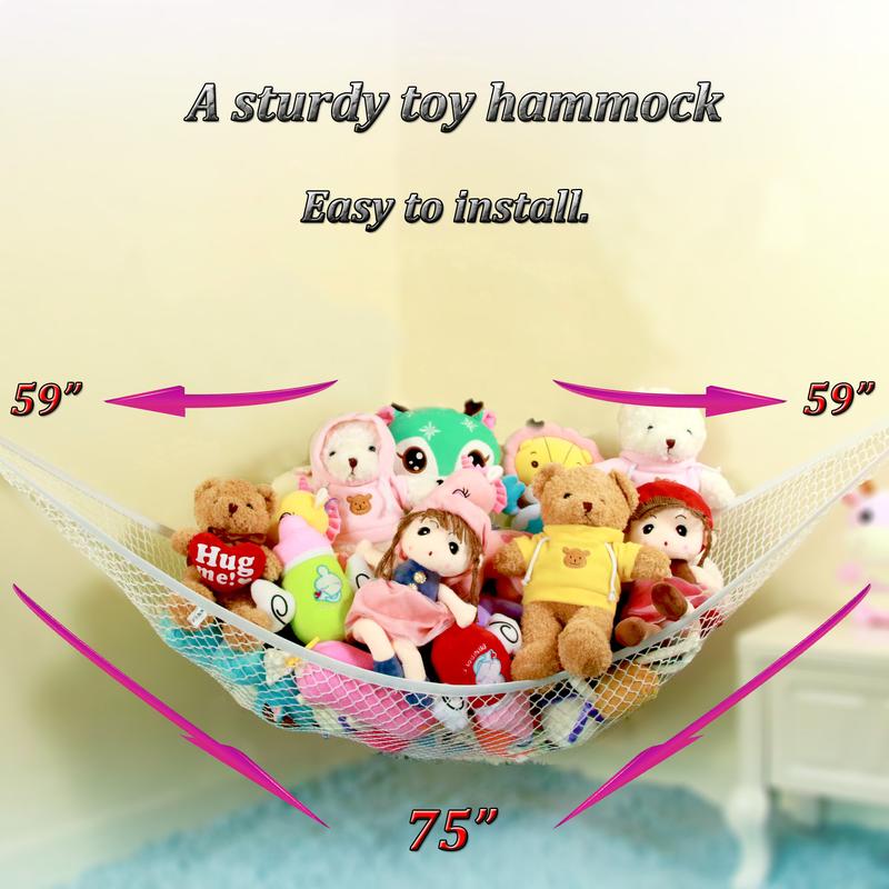 Stuffed Animal Net Or Hammock, Toy Hammock, Teddy Bear Hammock, There Are 25 Rubber Bands In The Elastic Of Our Stuffed Animal Storage Net (Large)