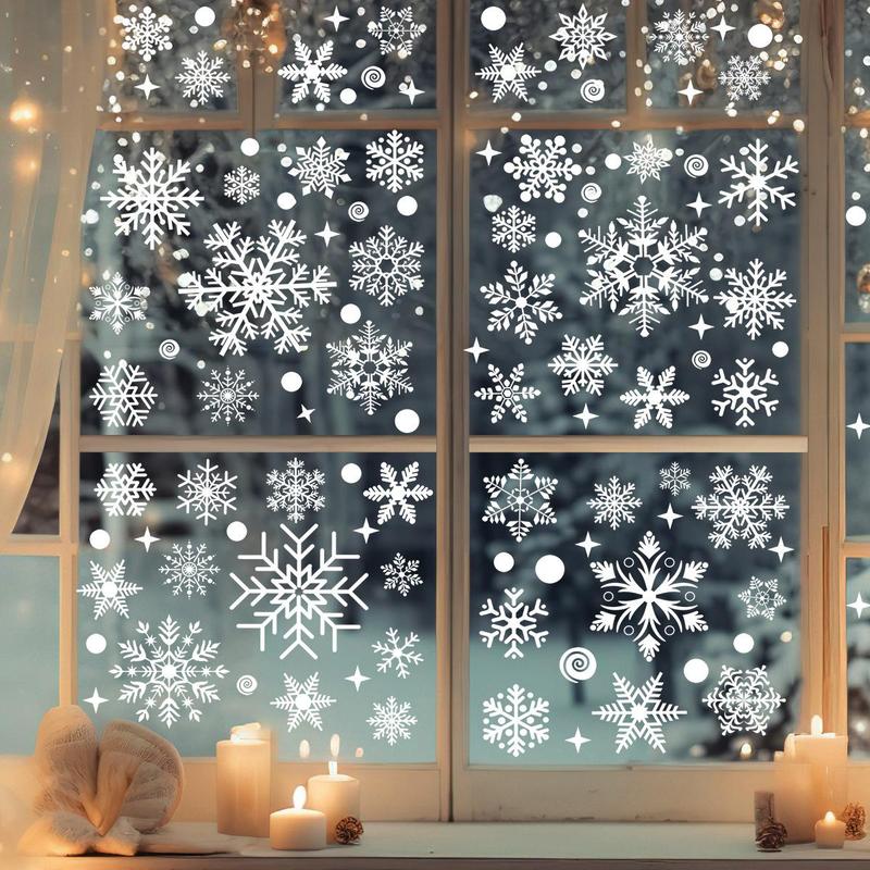 Snowflake Pattern Window Sticker, 1 Set Self Adhesive Window Decal, Holiday Decoration for Home Party School Office