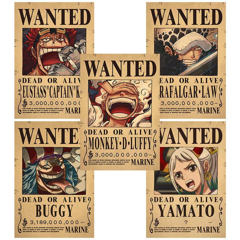 wanted bounty poster Luffy Zoro kraft paper dormitory retro dormitory photo wall paper sticker