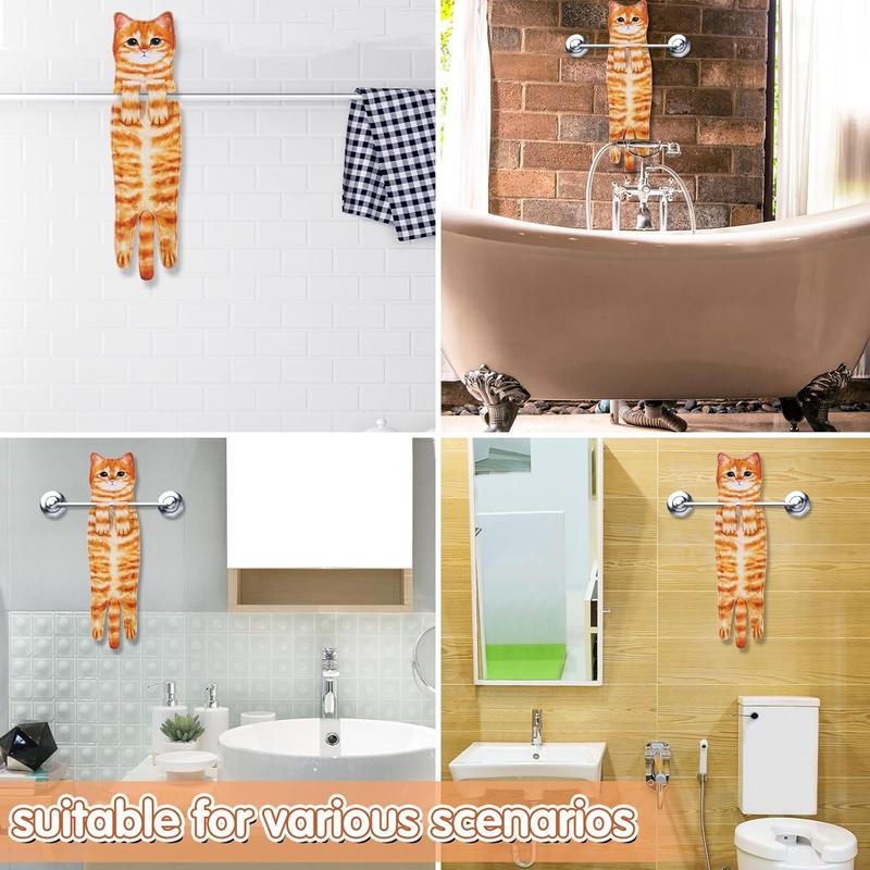 Funny Cat Hand Towels for Kitchen Bathroom - Cute Decoration Hanging Towels Super Absorbent Soft - Housewarming Birthday Mothers Day Gifts for Women and Cat Lovers dish cloth Christmas Gift Hangable