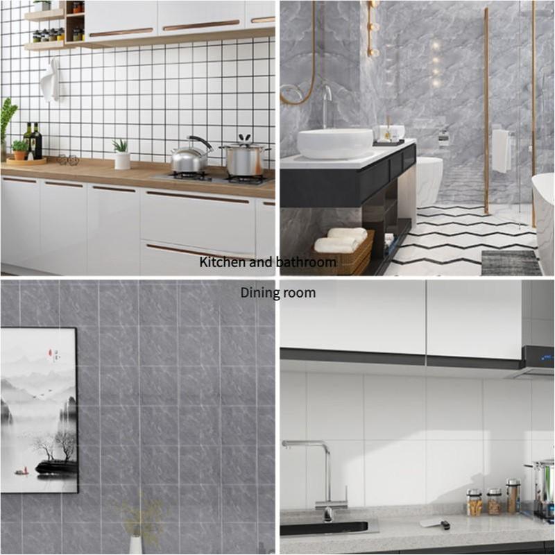 Marble Pattern Wall Sticker, 10pcs Waterproof Decorative Wall Decal, Imitation Ceramic Tile Wall Stickers for Home Kitchen & Bathroom