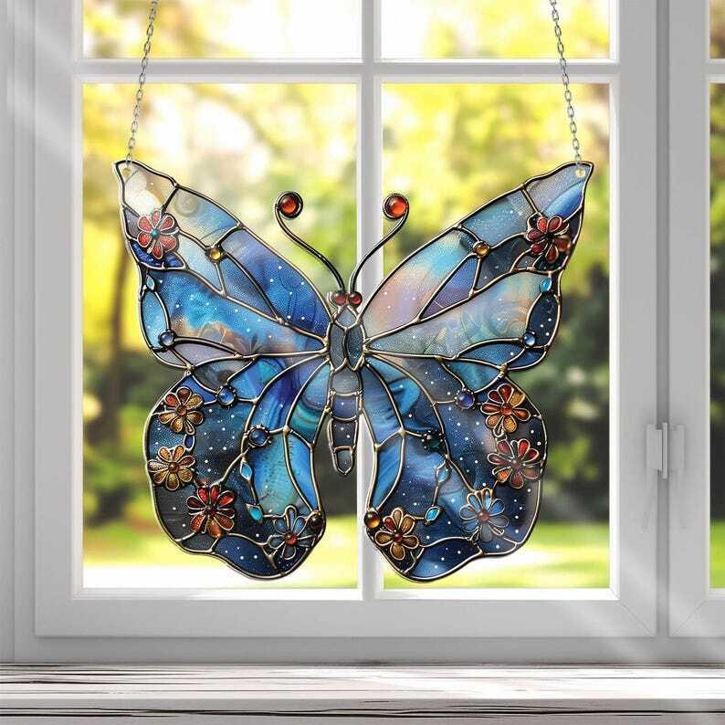 Blue Buckeye Butterfly ACRYLIC Window Hanging, Butterfly Home Decor, Butterfly Lover Decor, Insect Lover, Insect Decor,Yard Decor,Window Art