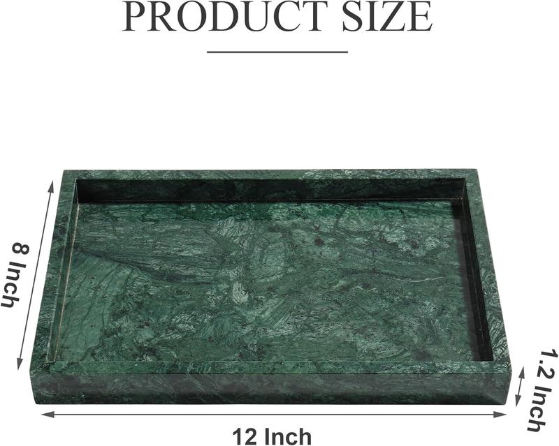 Natural Marble Tray for Bathroom, Genuine Marble Stone Vanity Tray, Luxury Storage Trays for Kitchen, Vanity, Home Decor, Dresser, Non-Resin Non-Ceramic, 12