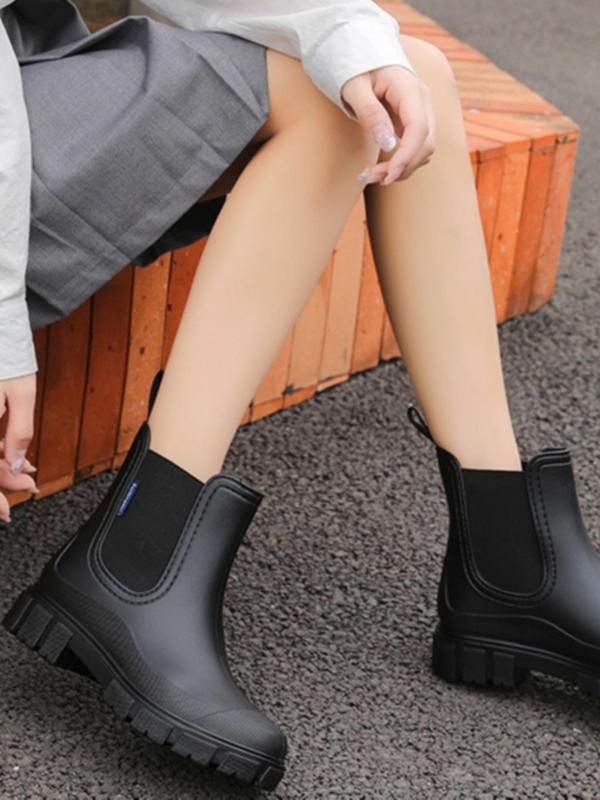 Women's Fashionable Solid Color Rain Boots, Casual Waterproof Lightweight Slip-resistant Garden Boots, Elastic Slip-on Ankle Chelsea Boot