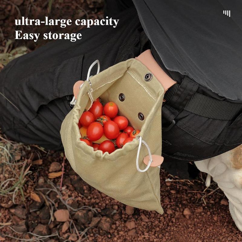 Outdoor Fruit Picking Bag, Foldable Canvas Storage Bag with Buckle, Waist Hanging Tool Bag, Folding Canvas Tool Storage Bag