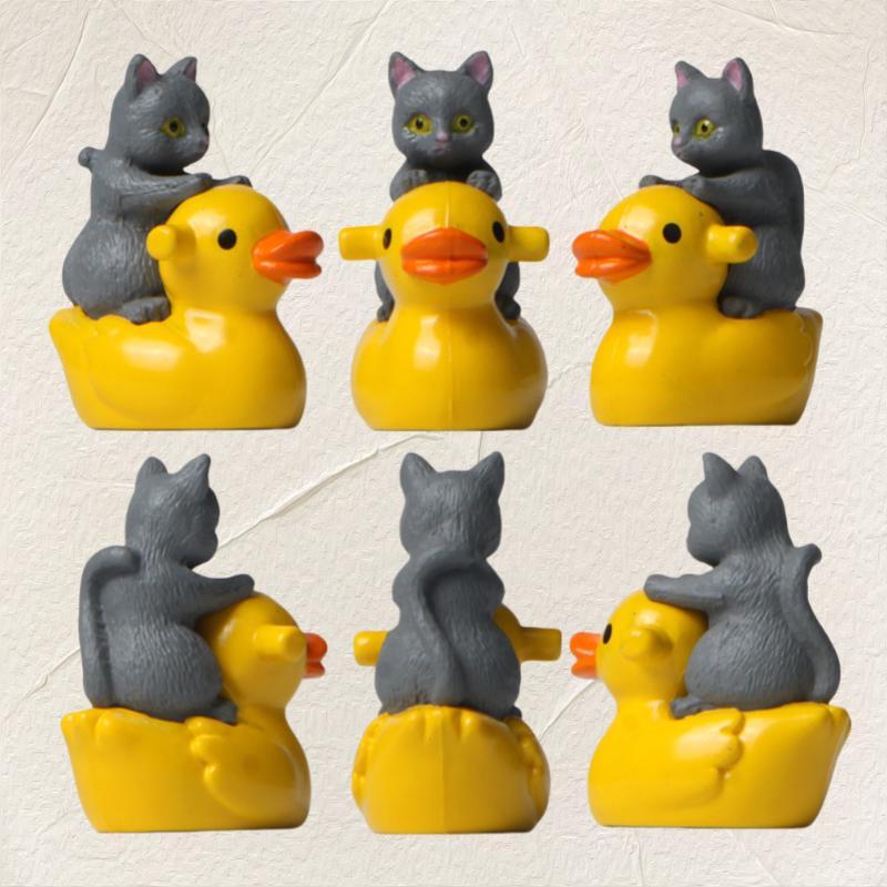 Cute Cat and Duck Design Ornaments, 5 Counts set Miniature Landscape Ornament, Creative Hand-made Decoration Craft for Home Decor