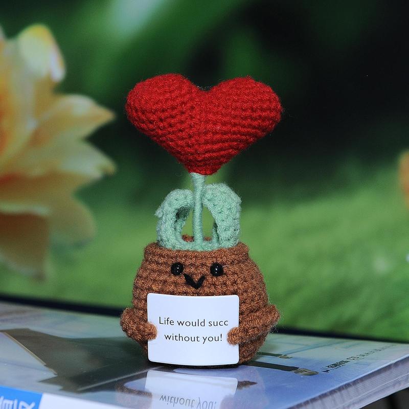 Cute Creative Love Plant Design Crochet Ornament, Home Decor Craft, Desk Decoration for Home Office