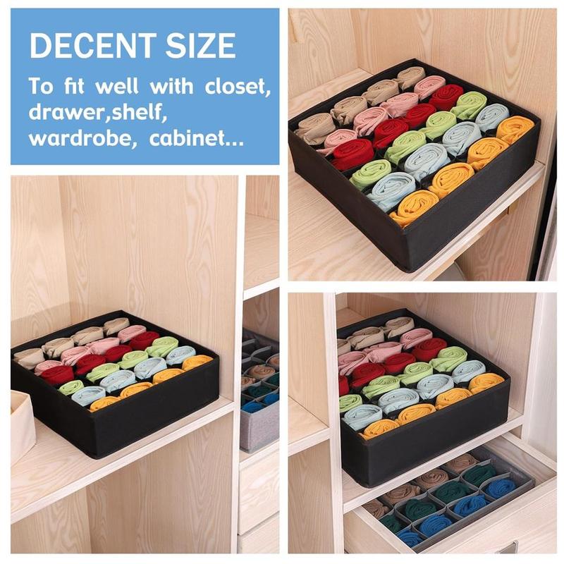 24 Grid Foldable Underwear Storage Box, 1 Count Cabinet Drawer Underwear Storage Box, Multifunctional Storage Box for Home Bedroom