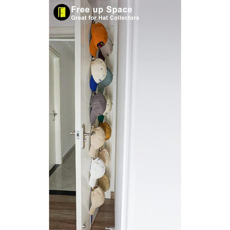 Hat Rack for Baseball Caps and Organizer Holder [ up to 36 Caps ] Display over the Door or on the Wall Hat Hanger with 2 Straps and 12 Adjustable Hooks, Black [ Upgraded Strong Hooks ]