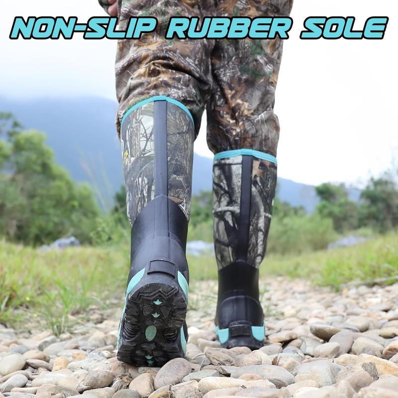 Rubber Boots for Women, Insulated Waterproof Womens Hunting Boots, 6mm Neoprene Camo Hunting Boot Tall Rain Boots for Women Mud Working Gardening Farming