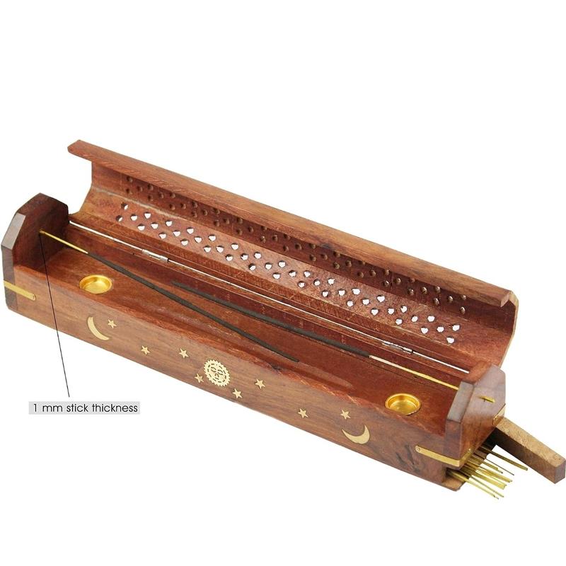 Wooden Incense Box, available in three colors, holds both incense sticks and cones.