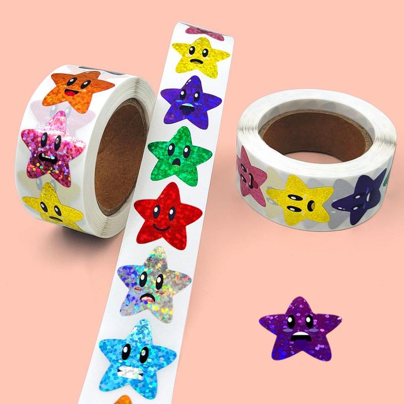 500pcs roll Glitter Star Sticker, Reward Sticker for Teachers Students Classroom, Self Adhesive Decorative Sticker for Scrapbooking, Gift Wrapping, Kids Room Wall Decor