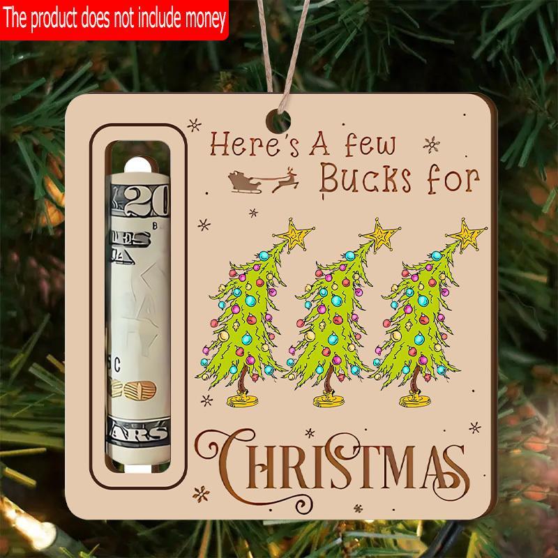 Christmas Tree Money Holder Ornament, 1 Count Wooden Money Holder, Festival Party Supplies, Hanging Decor for Home Party