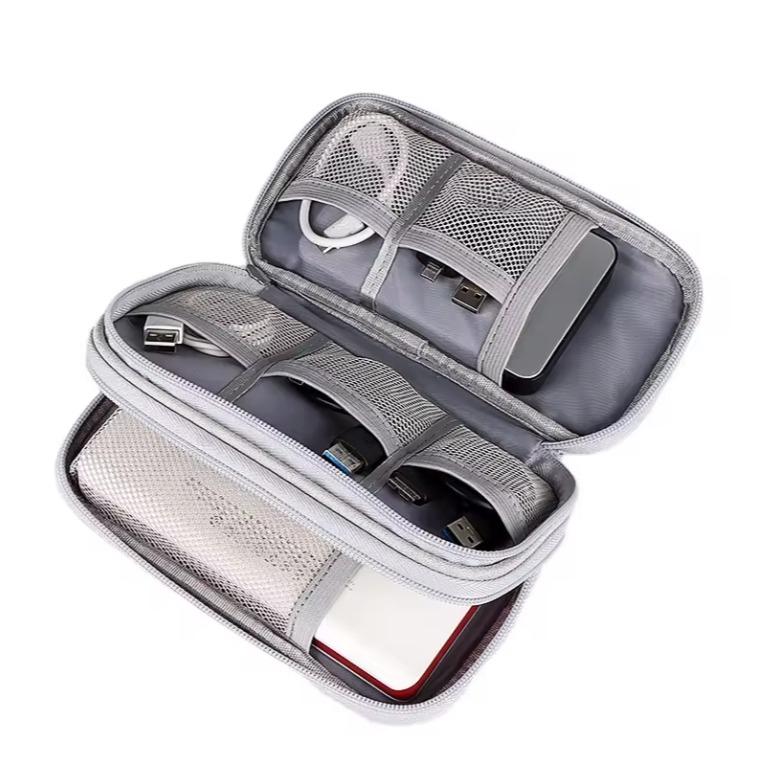 Portable Multi-layer Cable Storage Bag,Waterproof Cable Zipper Storage Bag,Zipper Storage Case Carrying Tool Double Layer Tool Storage Bag