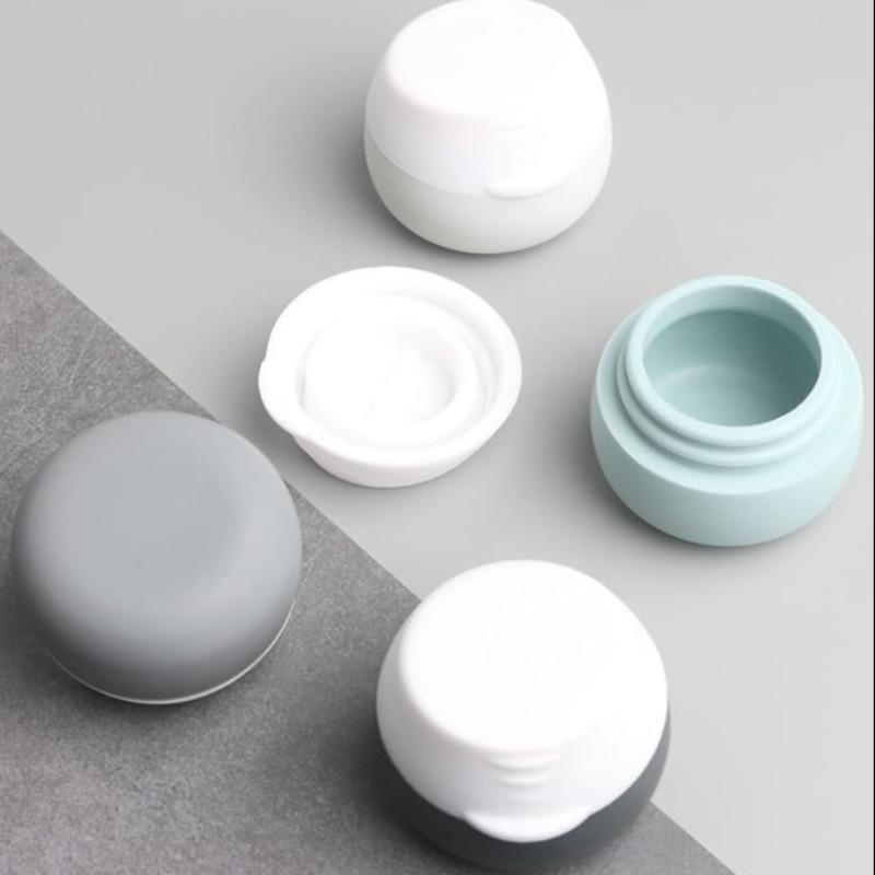 Silicone Travel Jar, 4 Counts set Mini Leak Proof Travel Container with Lid, Portable Storage Jar for Toiletries, Face, Body, Hand Cream