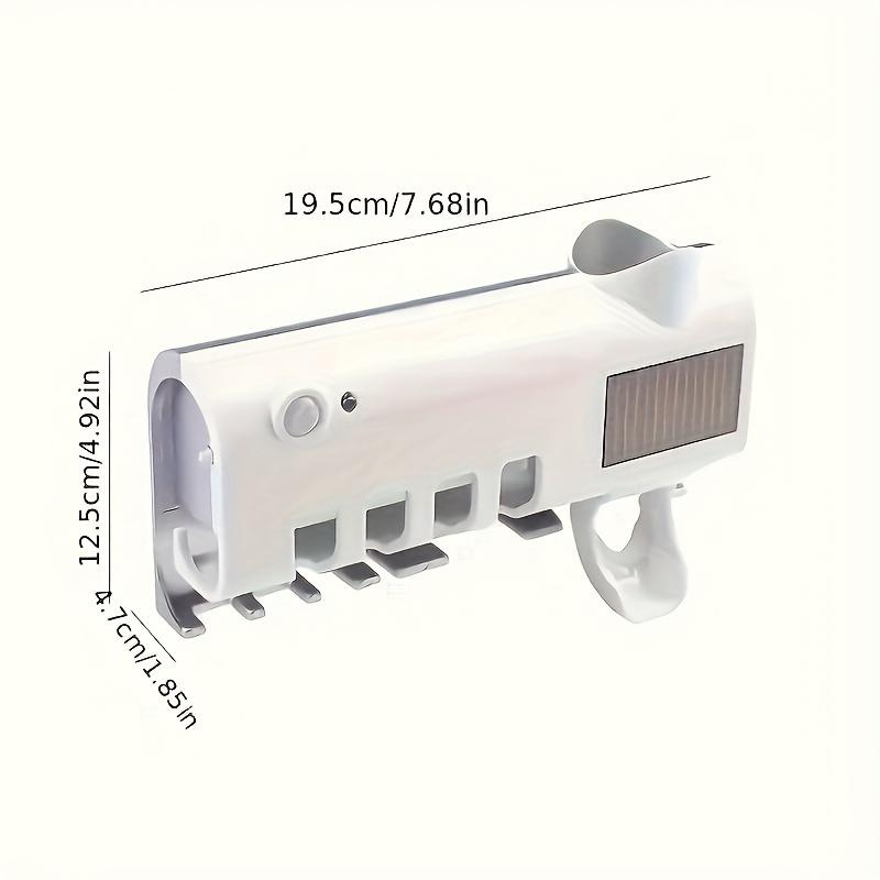 4-Slot Wall Mounted Toothbrush Holder with Intelligent Toothpaste Dispenser and Cleaning Function