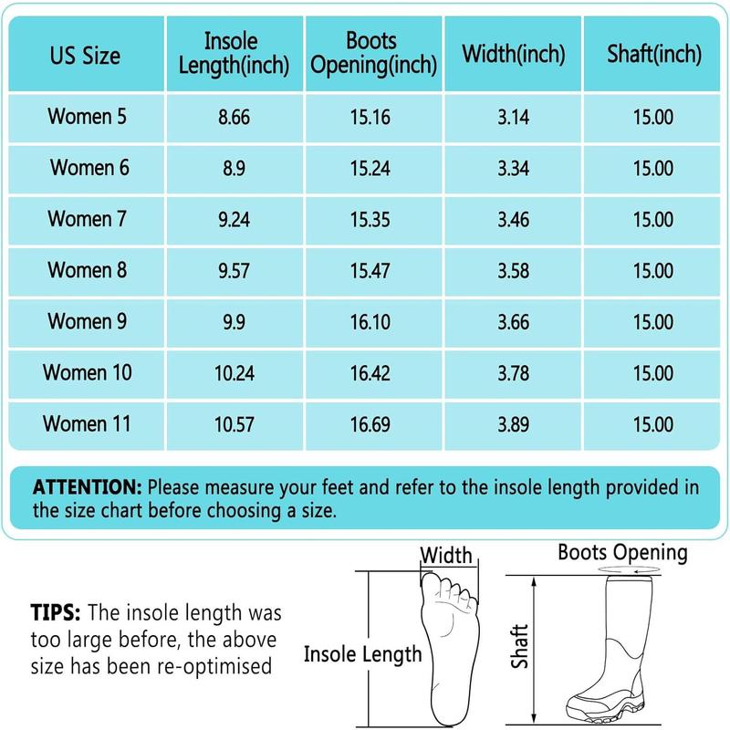 Rubber Boots for Women, Insulated Waterproof Womens Hunting Boots, 6mm Neoprene Camo Hunting Boot Tall Rain Boots for Women Mud Working Gardening Farming