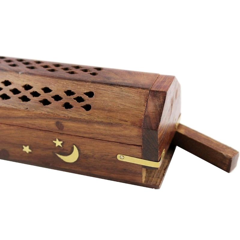 Wooden Incense Box, available in three colors, holds both incense sticks and cones.