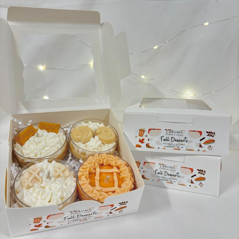 Set of 4 Tealight Whipped Candles - Cute Fall Desserts, Food, and Birthday Gift Autumn Candles - Freshener, Decor