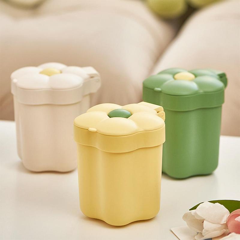 Flower Shaped Trash Can, 1 Count Cute Mini Paper Basket with Lid, Office Paper Bucket, Desktop Storage Bin for Home Office Dormitory Bathroom