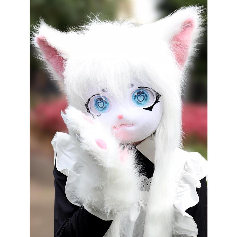 SMILETERNIT Animal Head Cat Fursuit Cut Mask Halloween Masquerade Cosplay Costume Props