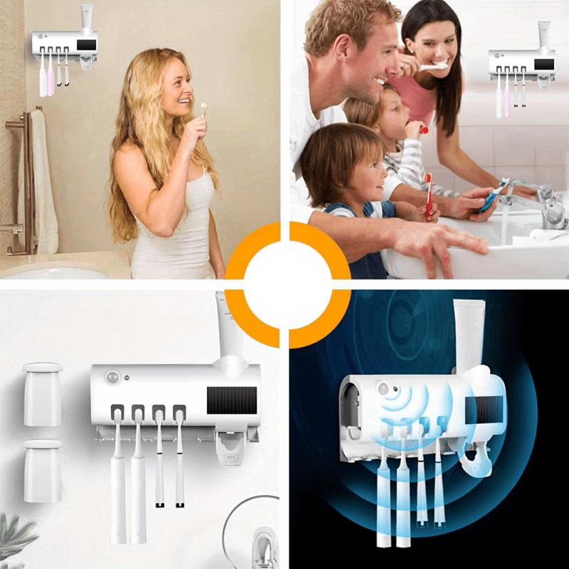 4-Slot Wall Mounted Toothbrush Holder with Intelligent Toothpaste Dispenser and Cleaning Function