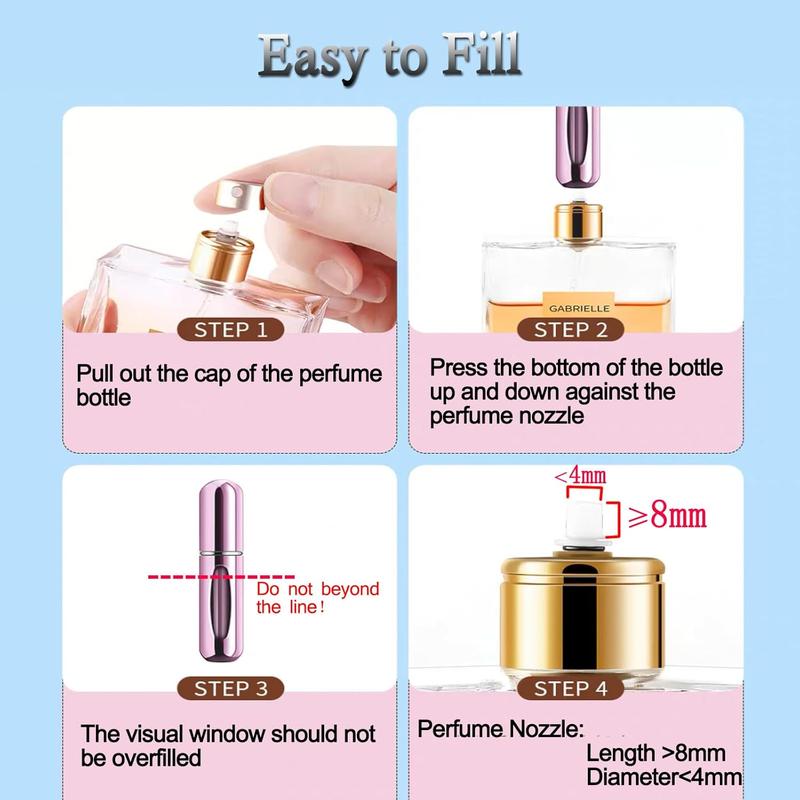 2 pcs Mini Perfume Travel Refillable Bottles-5ml Portable Atomizer Sprayer,Empty Pump Container for Traveling and Outgoing