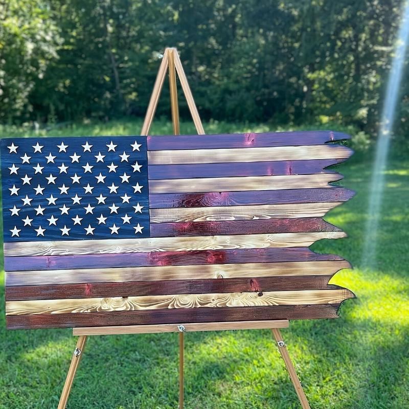 Wooden American Flag Design Wall Decor, Creative Flag Wall Art, Wall Decor for Home Living Room Bedroom Restaurant Bar Coffee Shop