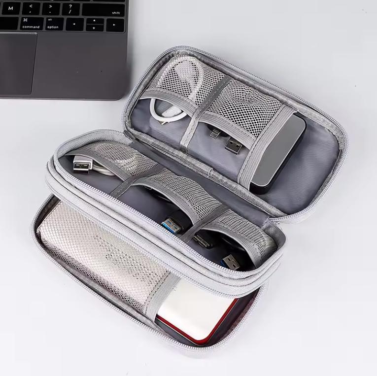 Portable Multi-layer Cable Storage Bag,Waterproof Cable Zipper Storage Bag,Zipper Storage Case Carrying Tool Double Layer Tool Storage Bag