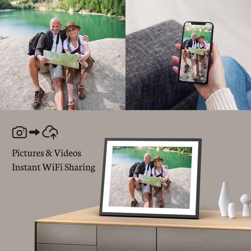 BSIMB 16.2'' Digital Picture Frame 32GB - Upload Photos&Videos from Anywhere via App Email, Perfect Must Have Christmas Love Gifts for Friends Family Grandparents, Easy to Use with Touch Screen Photo Frame, Premium 1258x930 HD IPS Display