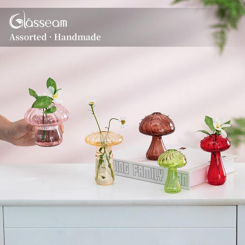 Mushroom Propagation Vase,   Small Glass Vases for Flowers,Aesthetic  Cute Vase Decor, Hydroponic Bud Vase for Bedroom Bathroom Kitchen mini vase