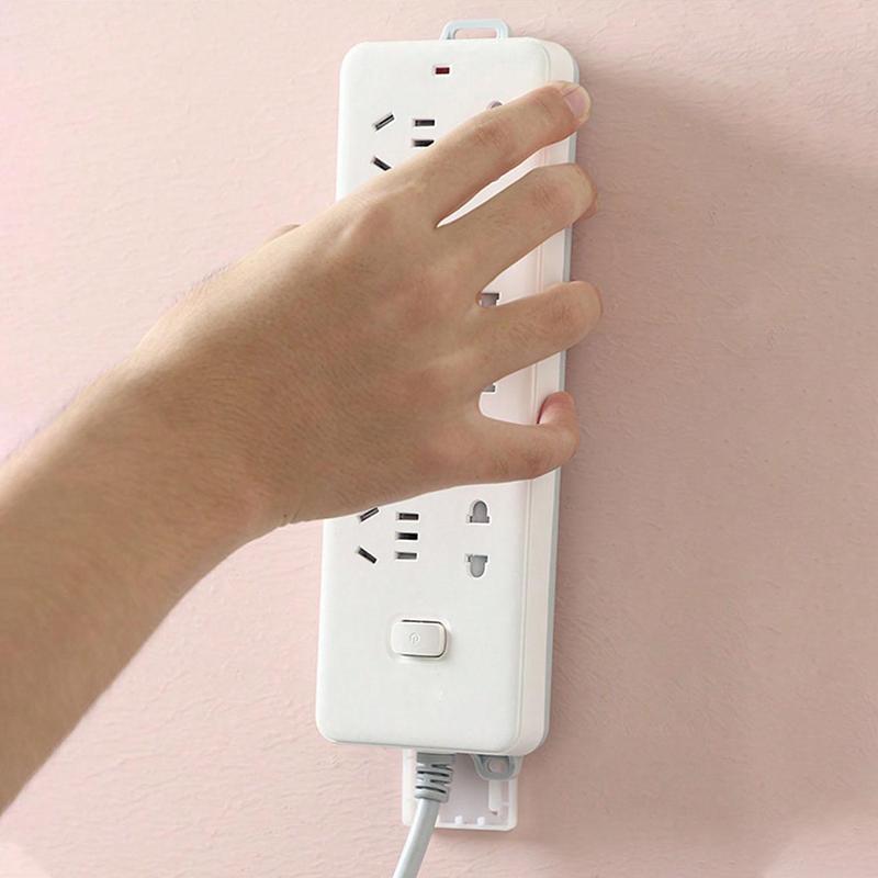 Wall Mounted Plug Holder, Punch Free Self Adhesive Wall Mounted Plug Holder, Home Organizer for Kitchen Living Room