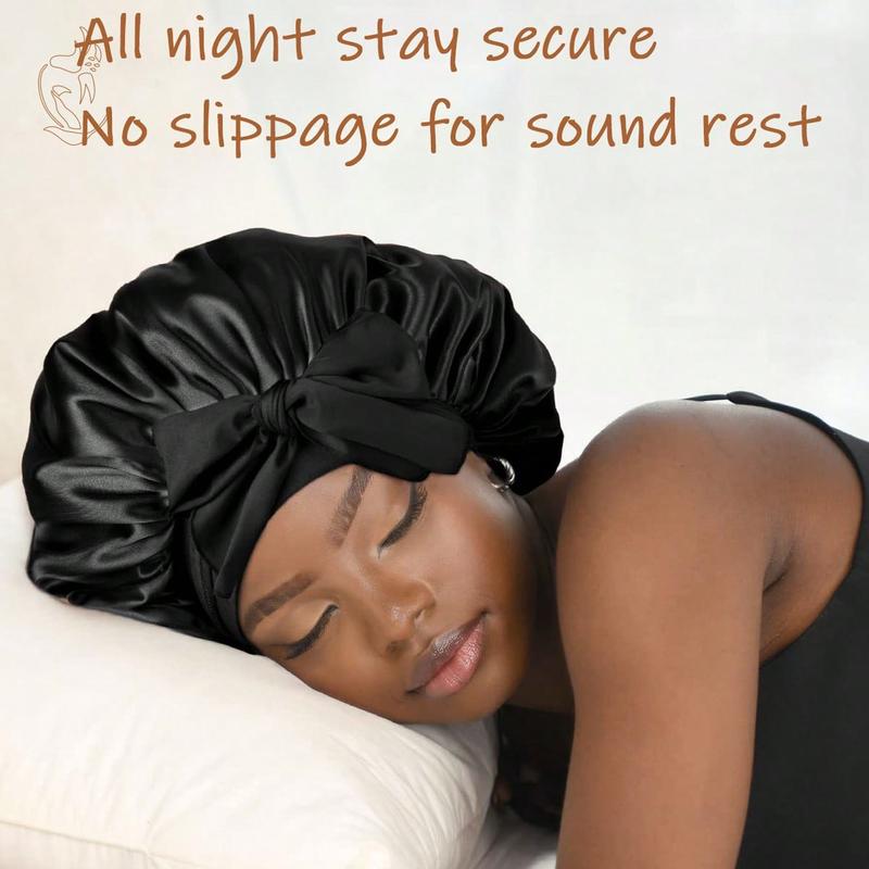 1PC Silk Bonnet For Sleeping Women Satin Bonnet Hair Bonnet Night Sleep Cap Scarf Wrap For Curly Hair With Tie Band Bow