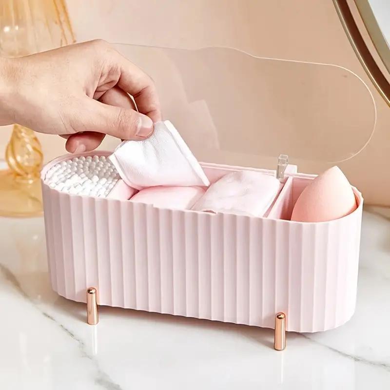 Makeup Cotton Swab Storage Box, 1 Count Desktop Dustproof Makeup Remover Cotton Storage Box, Home Organizer for Bathroom Bedroom