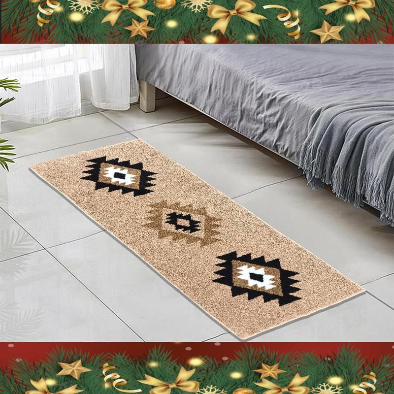 Boho Style Geometric Pattern Bath Mat, 1 Count Non-slip Soft Water Absorbent Floor Mat, Decorative Carpet for Home Bathroom Kitchen Entrance Way, Floor Accessory Bathroom Rug Bath, Mats Floor