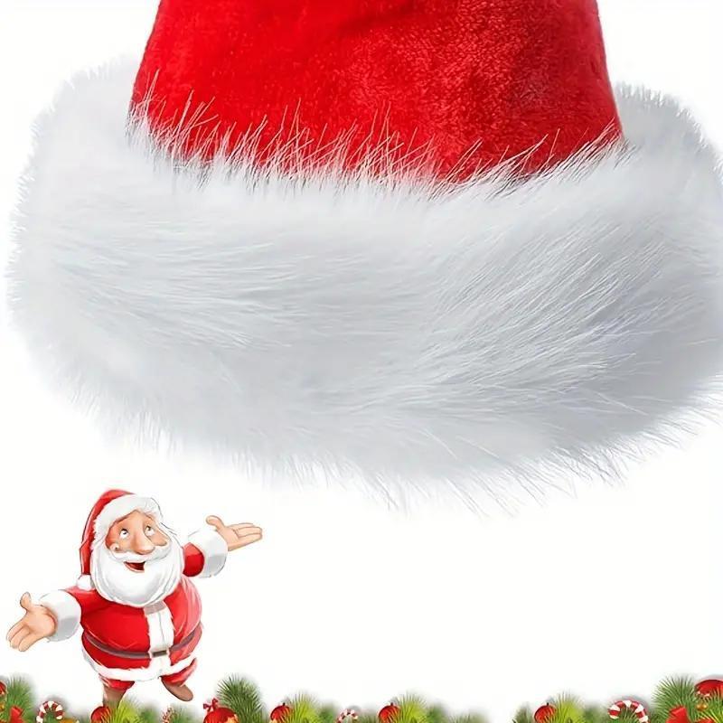 Santa Claus Hat & Beard Set, 1 Set Including 1 Beard and 1 Thickened Encrypted Plush Santa Hat, Party Dress Up Accessories, Party Decorations