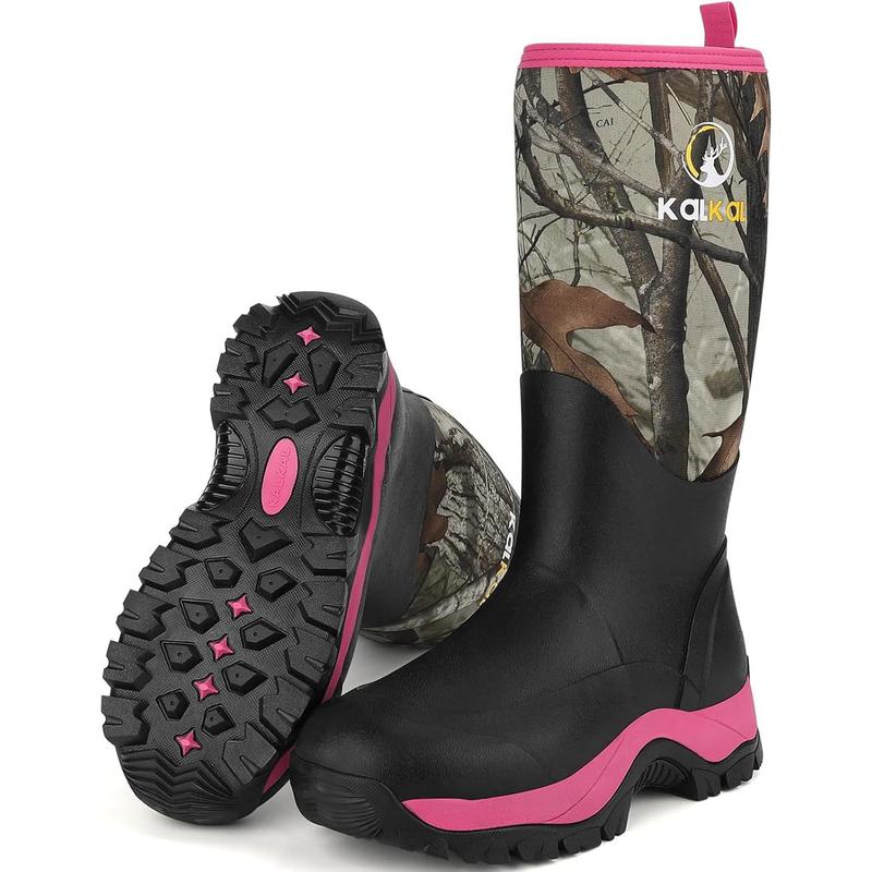 Rubber Boots for Women, Insulated Waterproof Womens Hunting Boots, 6mm Neoprene Camo Hunting Boot Tall Rain Boots for Women Mud Working Gardening Farming